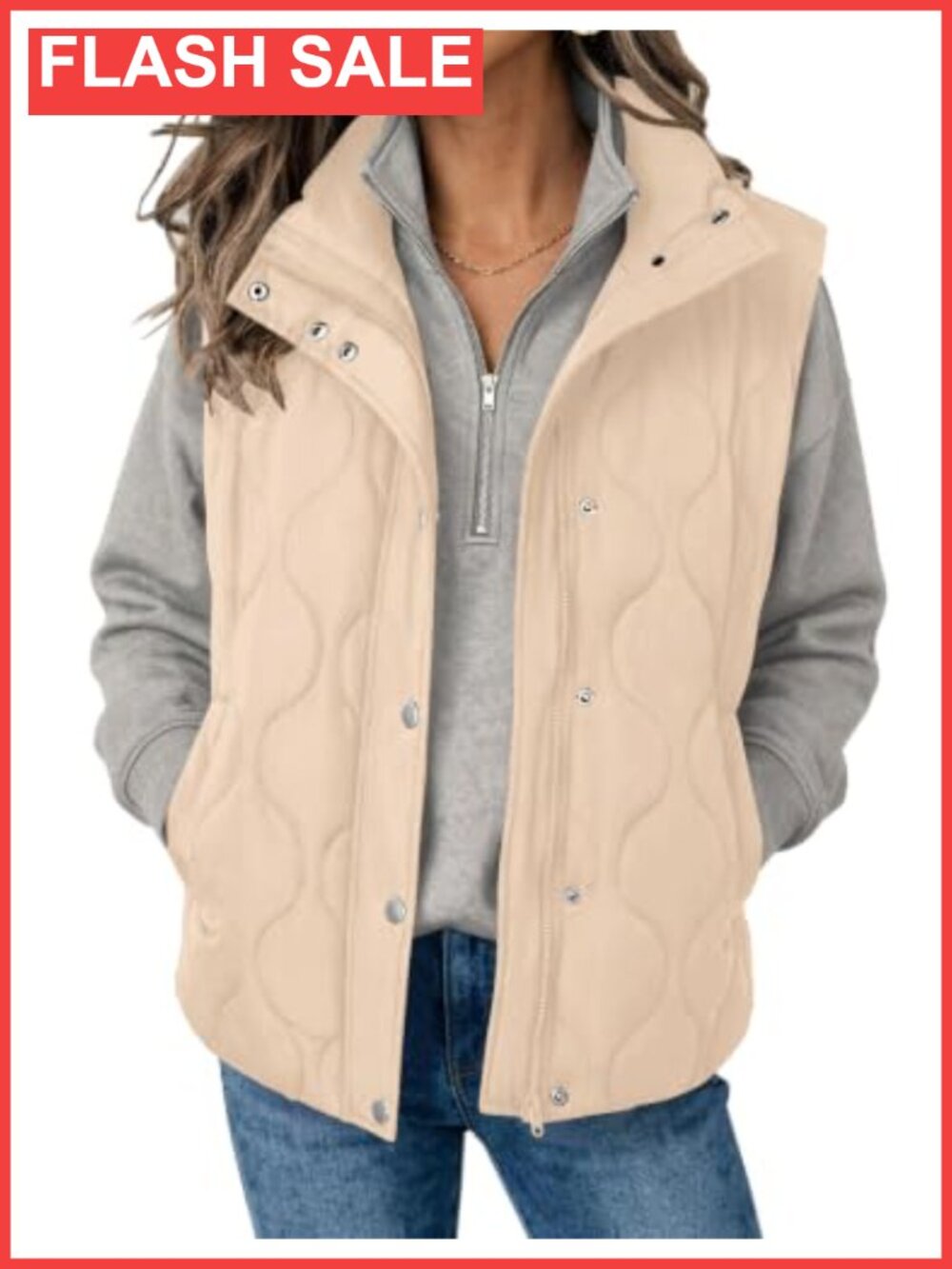 Quilted Puffer Vest Stand Collar Zip Up Sleeveless Outerwear